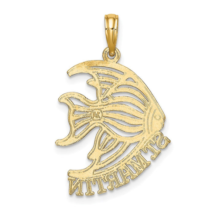 Million Charms 14K Yellow Gold Themed Polished Religious Saint Martin Under Angelfish Charm