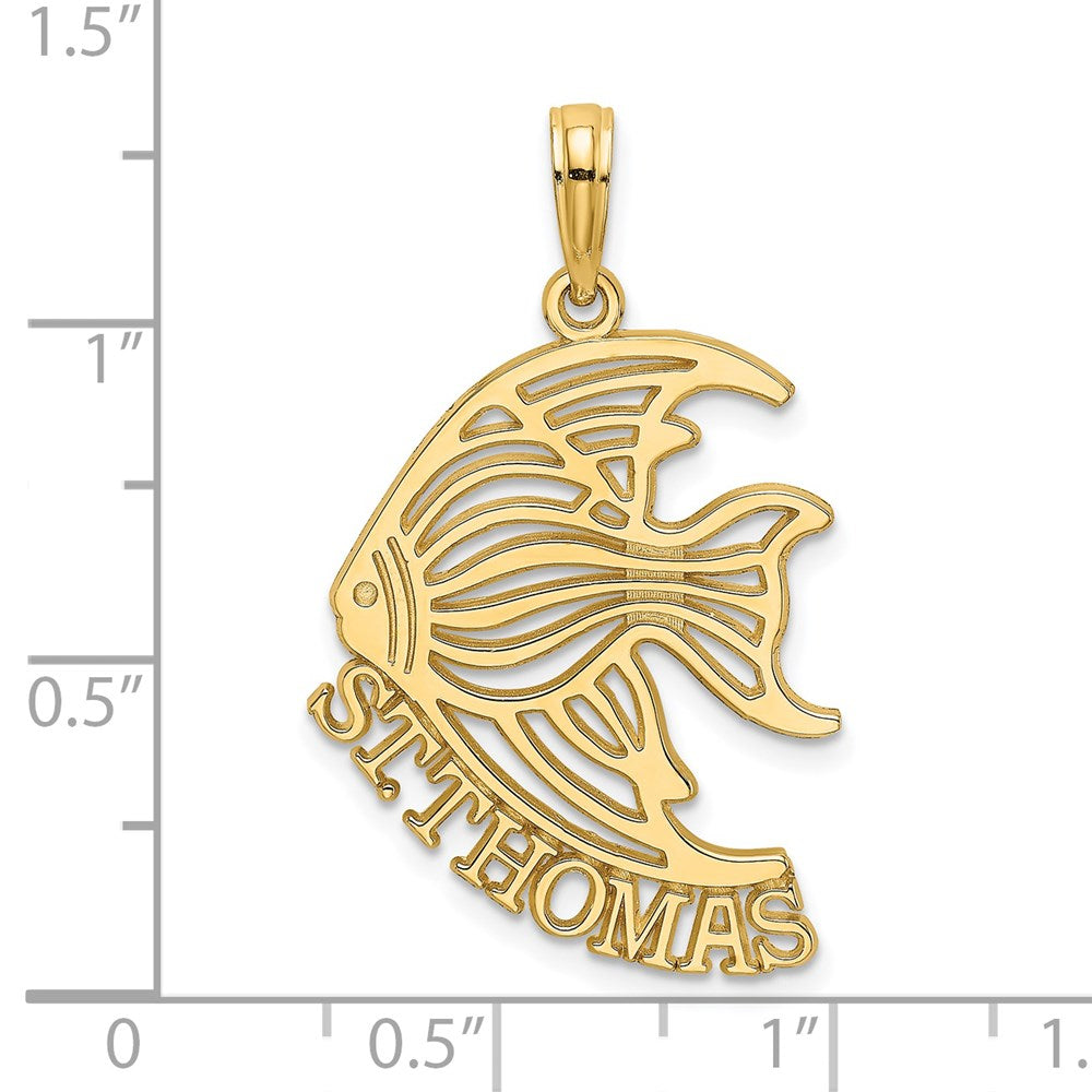 Million Charms 14K Yellow Gold Themed Polished Religious Saint Thomas Under Angelfish Charm
