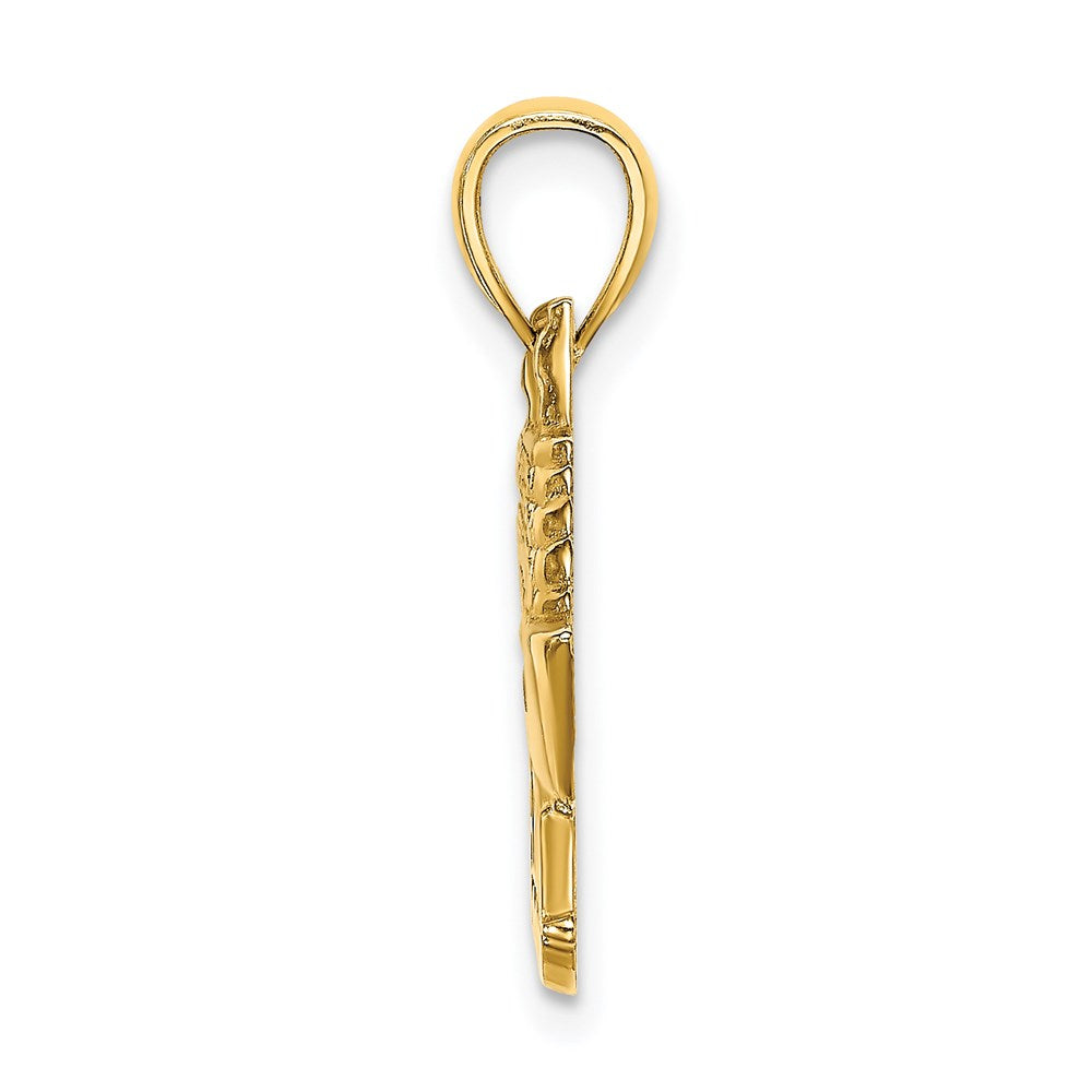 Million Charms 14K Yellow Gold Themed Polished & 2-D Aruba Cruise Ship With Wave Charm