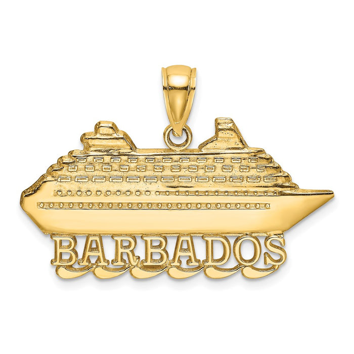 Million Charms 14K Yellow Gold Themed Polished & 2-D Barbados Cruise Ship Charm