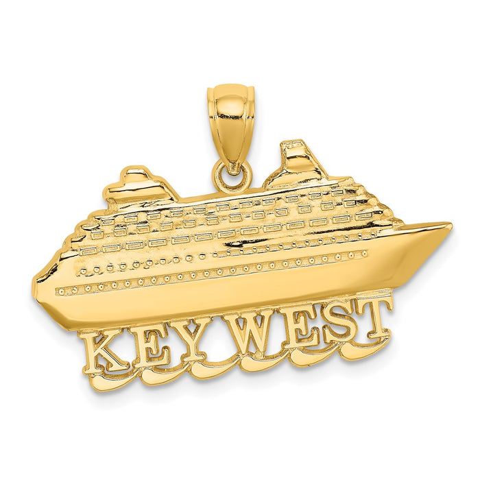 Million Charms 14K Yellow Gold Themed 2-D Key West Cruise Ship Charm
