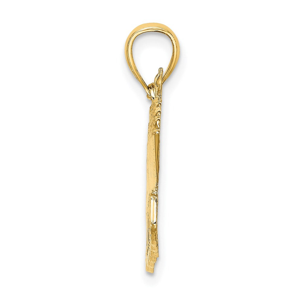 Million Charms 14K Yellow Gold Themed 2-D Polished Religious Saint Martin Cruise Ship With Waves Charm