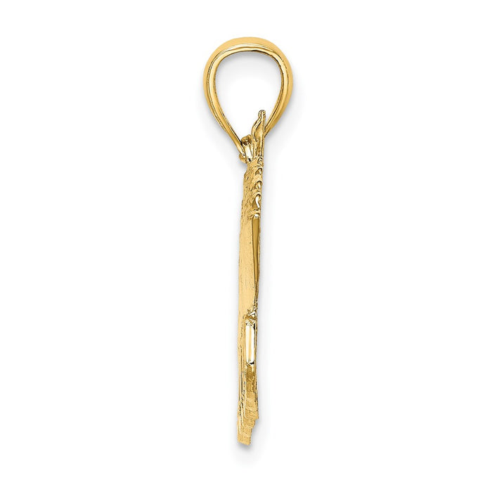 Million Charms 14K Yellow Gold Themed 2-D Polished Religious Saint Martin Cruise Ship With Waves Charm