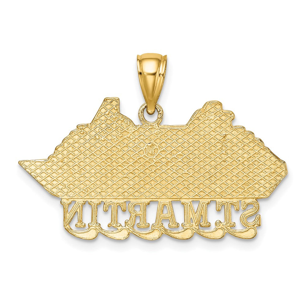 Million Charms 14K Yellow Gold Themed 2-D Polished Religious Saint Martin Cruise Ship With Waves Charm