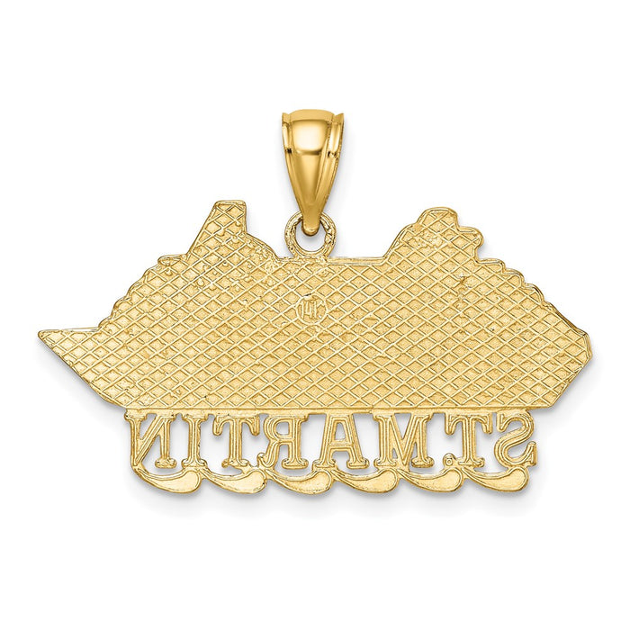 Million Charms 14K Yellow Gold Themed 2-D Polished Religious Saint Martin Cruise Ship With Waves Charm