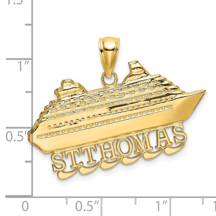 Million Charms 14K Yellow Gold Themed 2-D Religious Saint Thomas Cruise Ship Charm