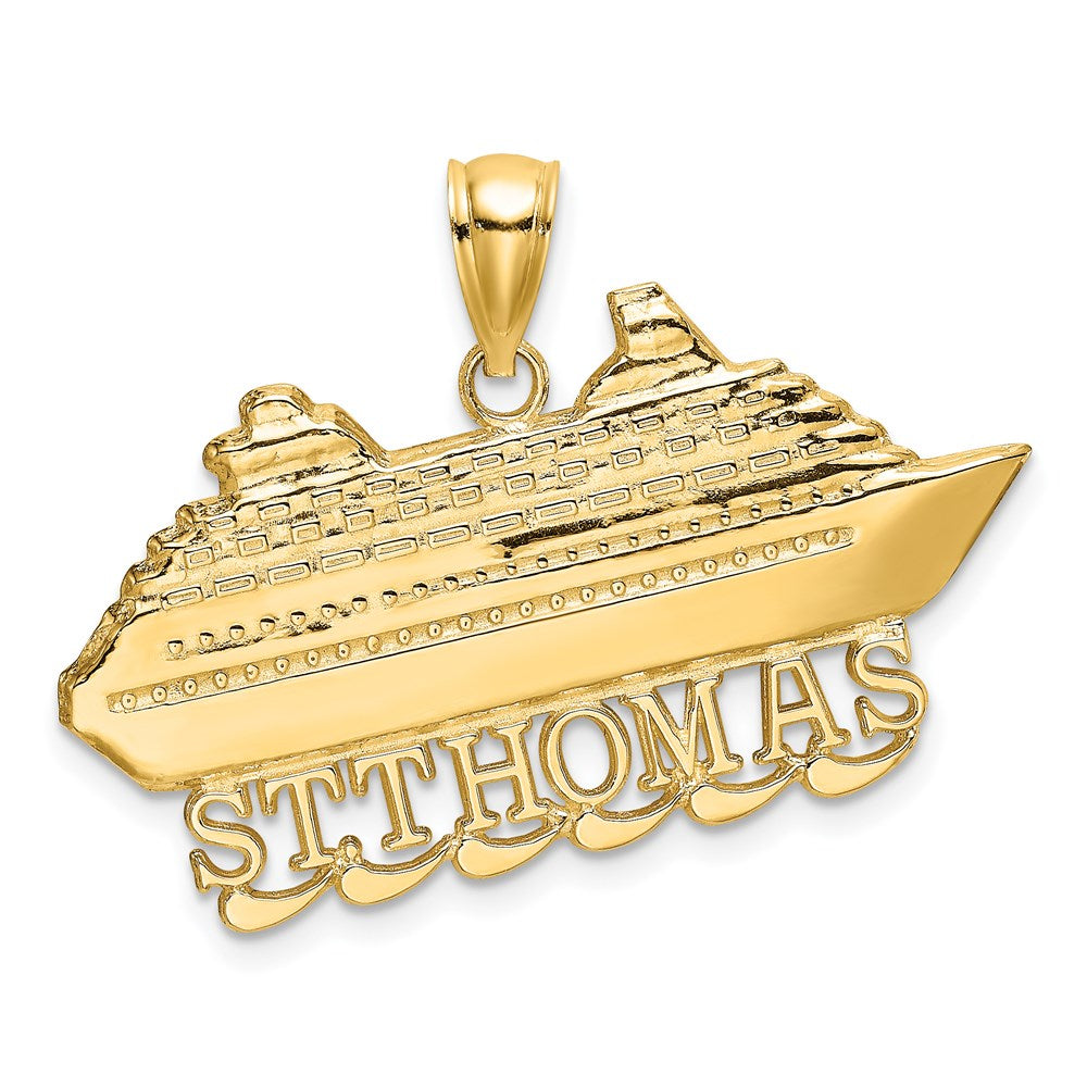 Million Charms 14K Yellow Gold Themed 2-D Religious Saint Thomas Cruise Ship Charm