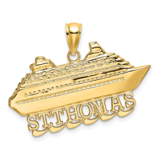 Million Charms 14K Yellow Gold Themed 2-D Religious Saint Thomas Cruise Ship Charm