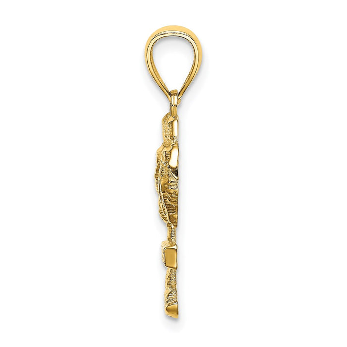 Million Charms 14K Yellow Gold Themed Aruba On Palm Tree / 2-D