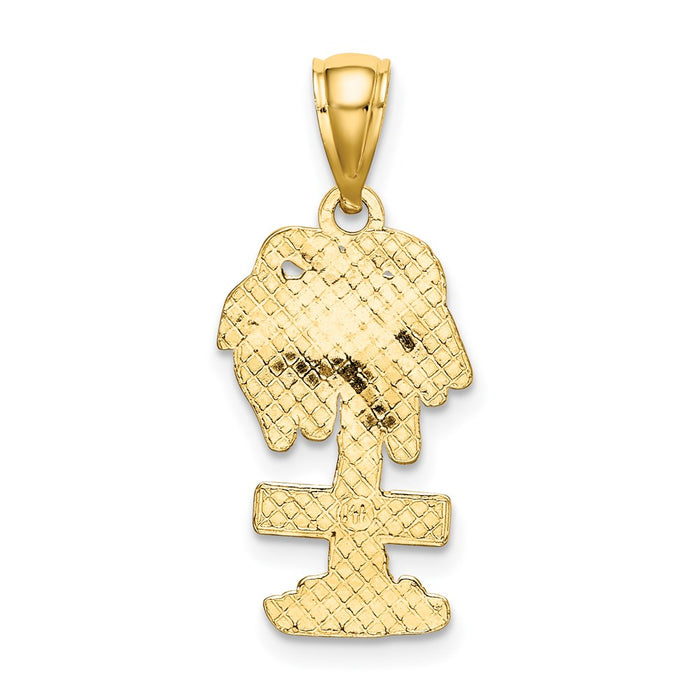 Million Charms 14K Yellow Gold Themed Aruba On Palm Tree / 2-D