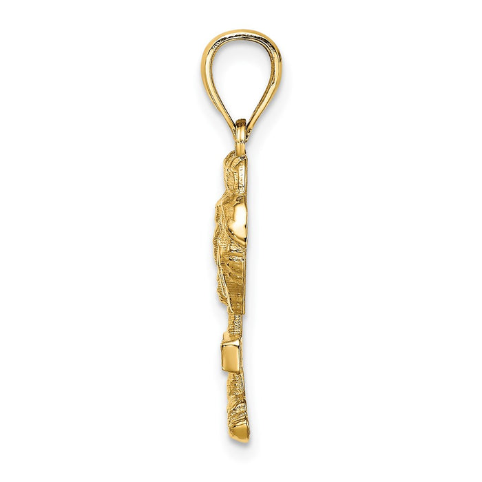 Million Charms 14K Yellow Gold Themed 2-D Barbados On Palm Tree Charm