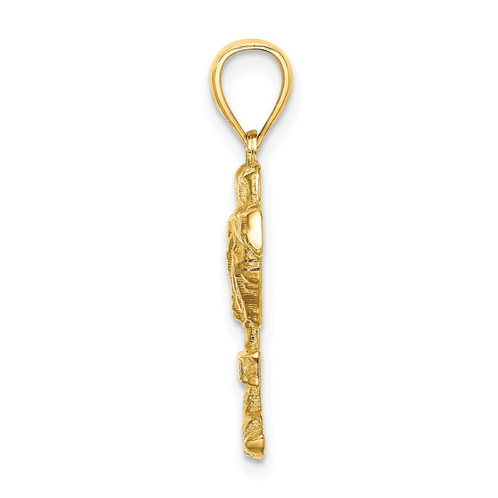 Million Charms 14K Yellow Gold Themed 2-D Curacao On Palm Tree Charm