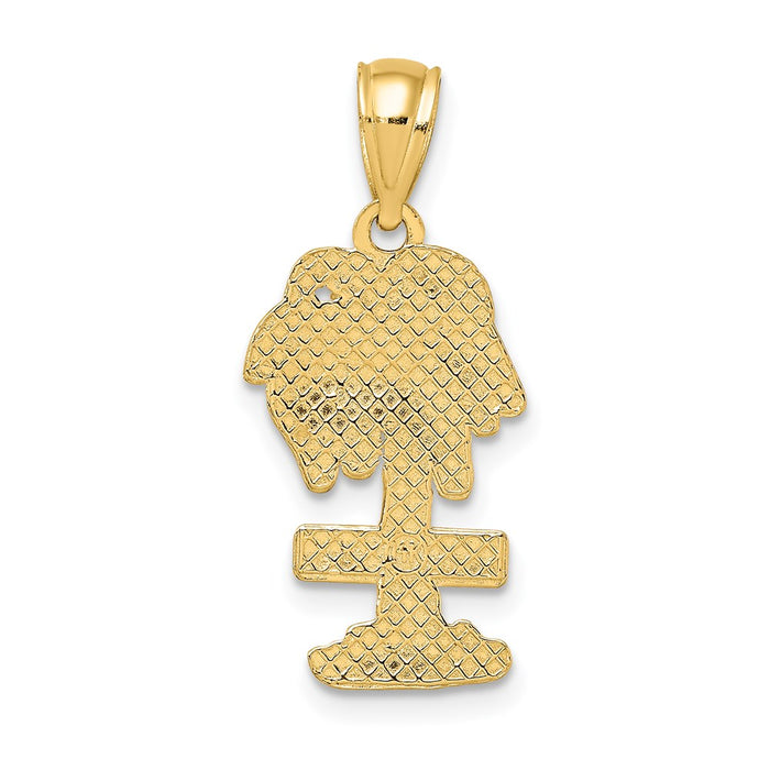 Million Charms 14K Yellow Gold Themed 2-D Key West Palm Tee Charm