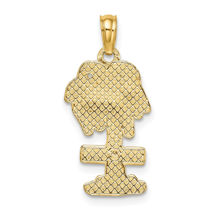 Million Charms 14K Yellow Gold Themed 2-D Religious Saint Martin On Palm Tree Charm