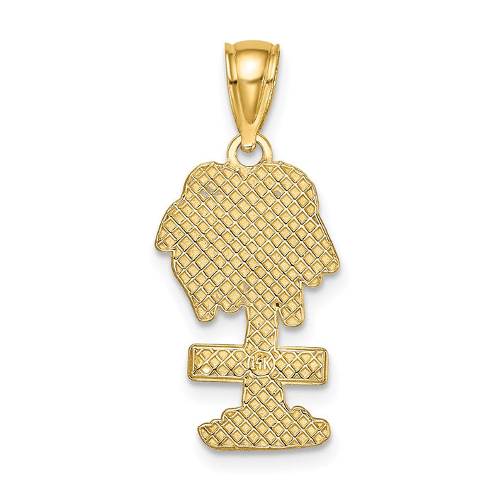 Million Charms 14K Yellow Gold Themed 2-D Religious Saint Thomas On Palm Tree Charm