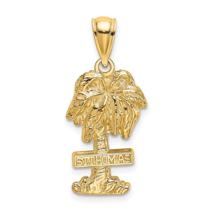 Million Charms 14K Yellow Gold Themed 2-D Religious Saint Thomas On Palm Tree Charm