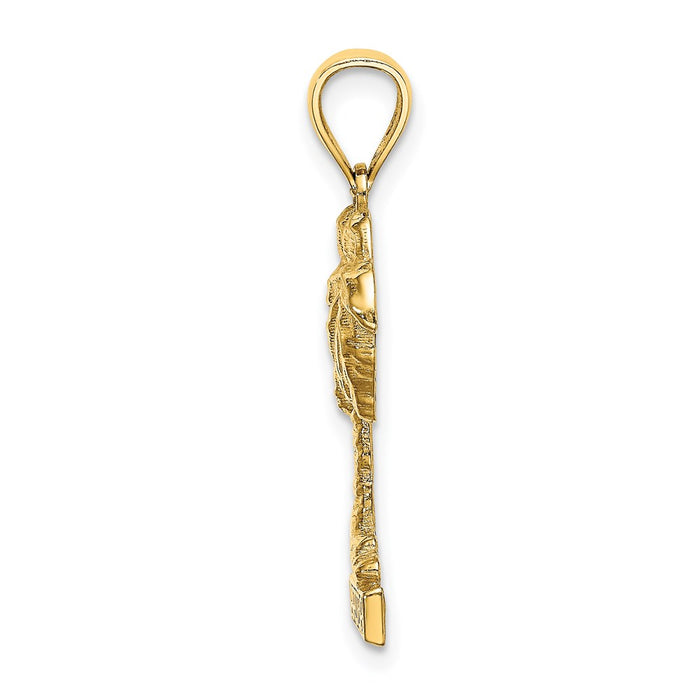 Million Charms 14K Yellow Gold Themed 2-D Aruba Under Palm Tree Charm