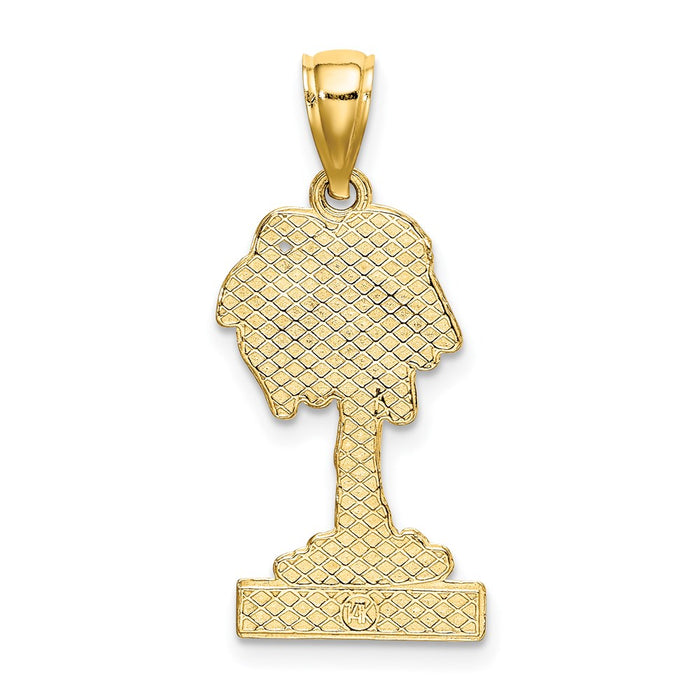 Million Charms 14K Yellow Gold Themed 2-D Aruba Under Palm Tree Charm