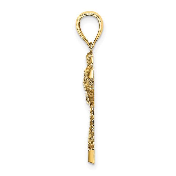 Million Charms 14K Yellow Gold Themed 2-D Curacao Under Palm Tree Charm