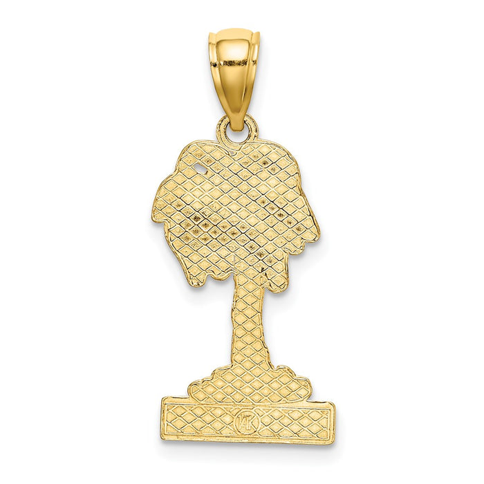 Million Charms 14K Yellow Gold Themed 2-D Curacao Under Palm Tree Charm