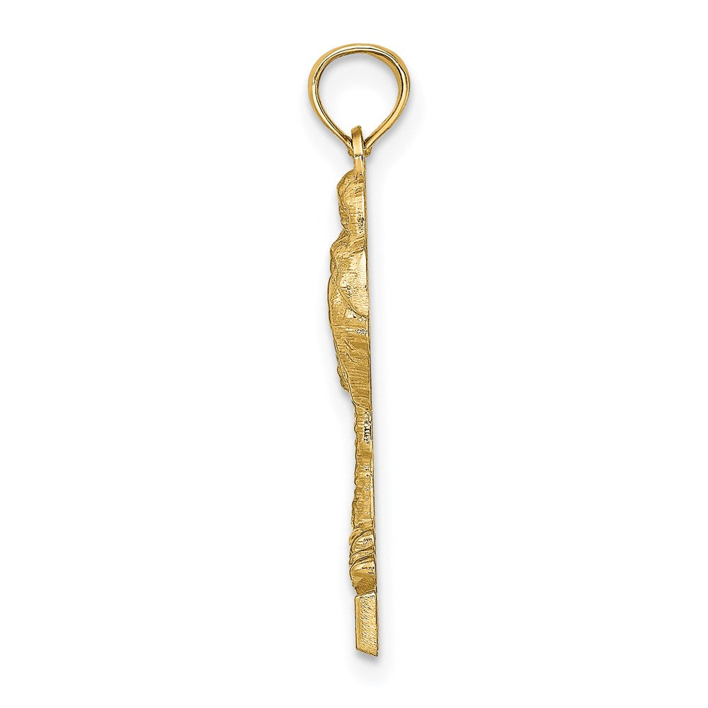 Million Charms 14K Yellow Gold Themed 2-D Religious Saint Martin Under Palm Tree Charm