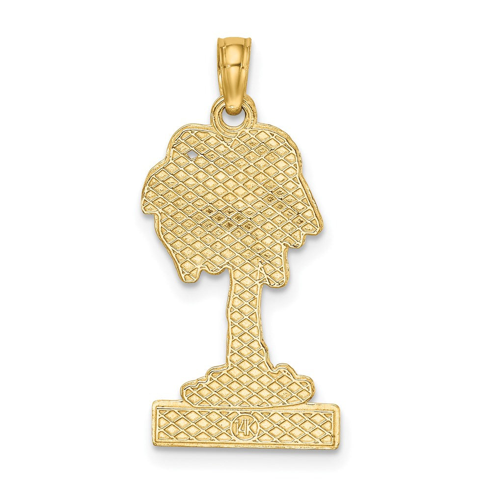 Million Charms 14K Yellow Gold Themed 2-D Religious Saint Martin Under Palm Tree Charm