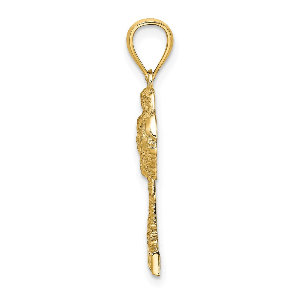Million Charms 14K Yellow Gold Themed 2-D Religious Saint Thomas Under Palm Tree Charm