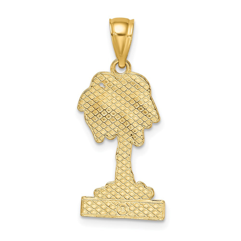 Million Charms 14K Yellow Gold Themed 2-D Religious Saint Thomas Under Palm Tree Charm