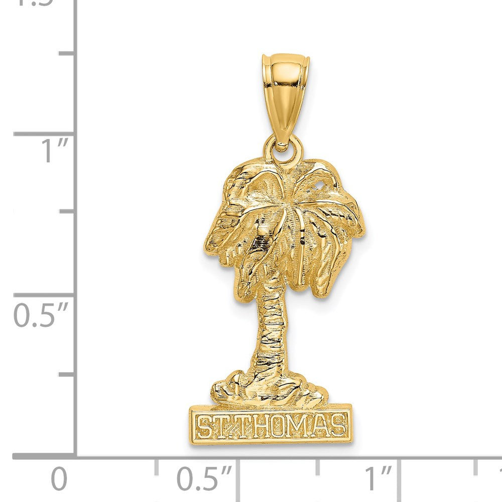 Million Charms 14K Yellow Gold Themed 2-D Religious Saint Thomas Under Palm Tree Charm