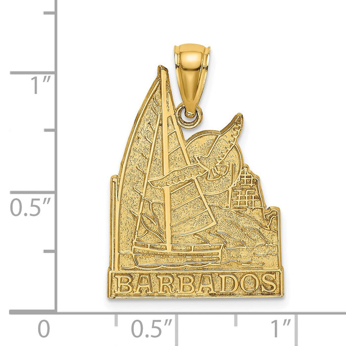 Million Charms 14K Yellow Gold Themed Barbados With Nautical Sailboat & Seagull Charm