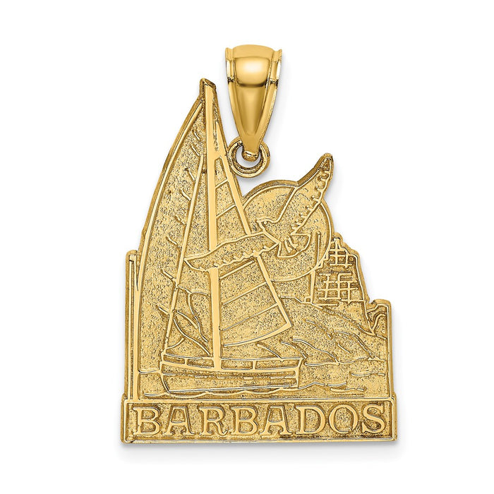 Million Charms 14K Yellow Gold Themed Barbados With Nautical Sailboat & Seagull Charm