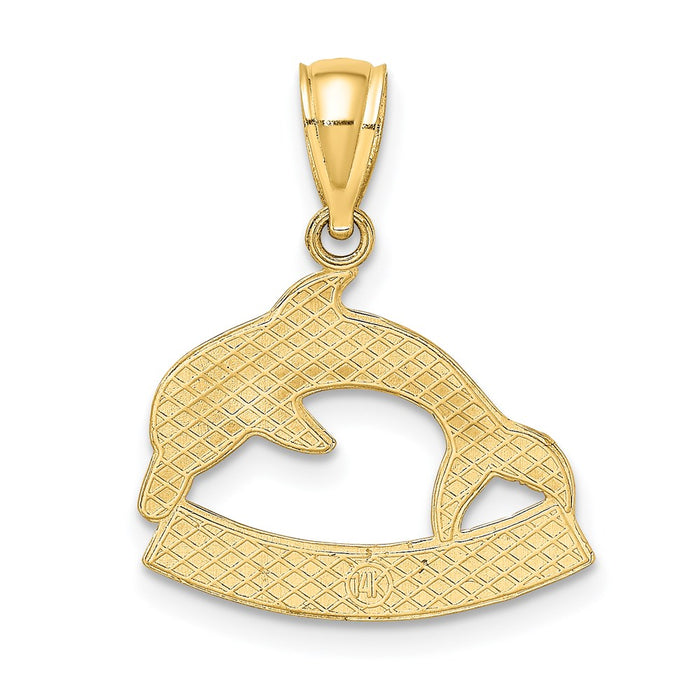 Million Charms 14K Yellow Gold Themed 2-D Key West Dolphin Charm
