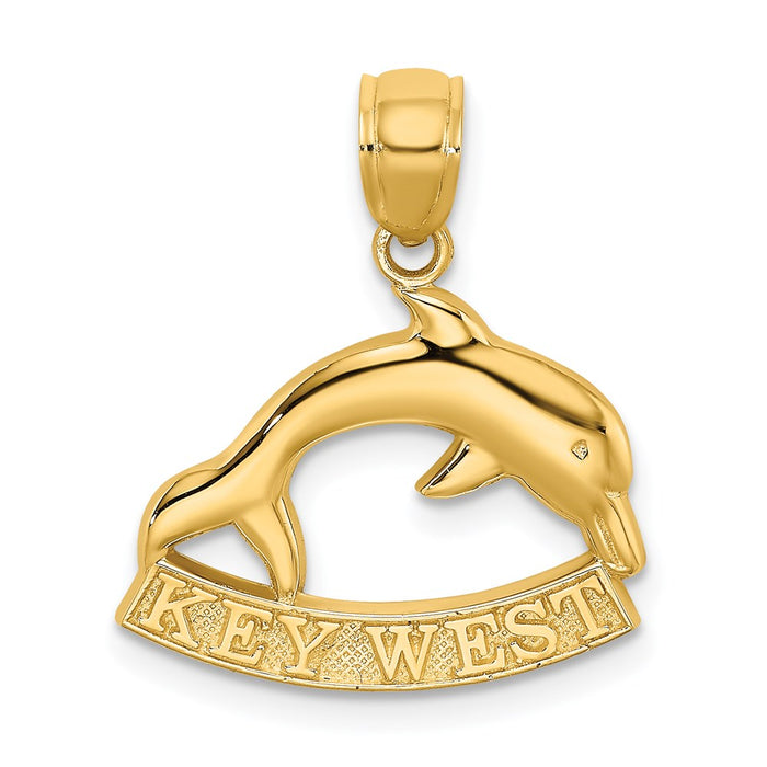 Million Charms 14K Yellow Gold Themed 2-D Key West Dolphin Charm