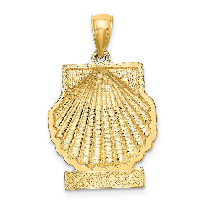 Million Charms 14K Yellow Gold Themed Barbados Under Scallop Shell Charm