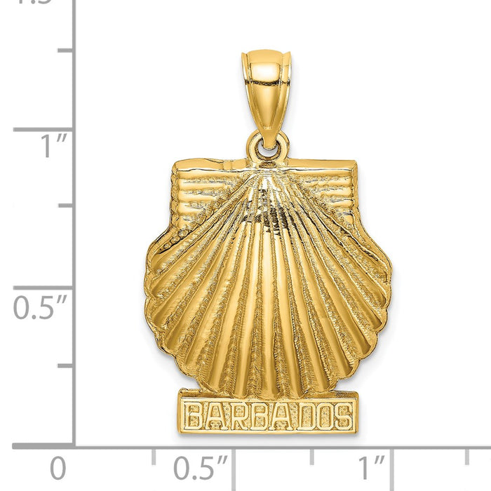 Million Charms 14K Yellow Gold Themed Barbados Under Scallop Shell Charm