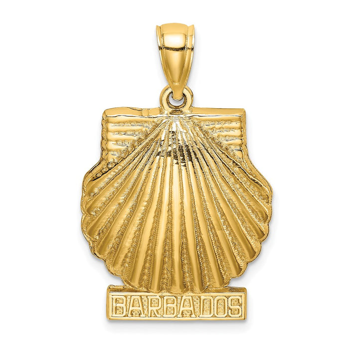 Million Charms 14K Yellow Gold Themed Barbados Under Scallop Shell Charm