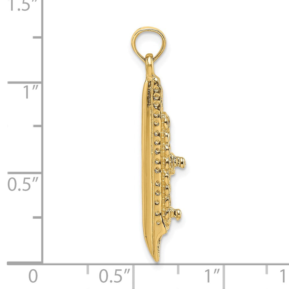 Million Charms 14K Yellow Gold Themed 3-D Polished Cruise Ship Charm