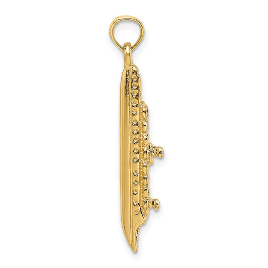 Million Charms 14K Yellow Gold Themed 3-D Polished Cruise Ship Charm
