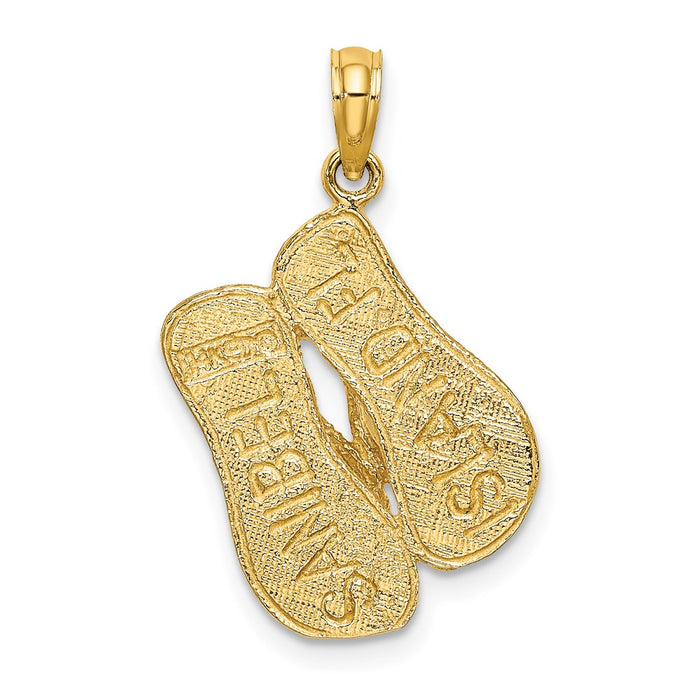 Million Charms 14K Yellow Gold Themed Sanibel Island With Large Double Flip-Flop Charm