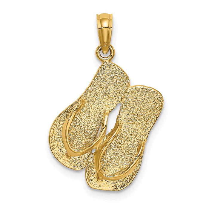 Million Charms 14K Yellow Gold Themed Sanibel Island With Large Double Flip-Flop Charm