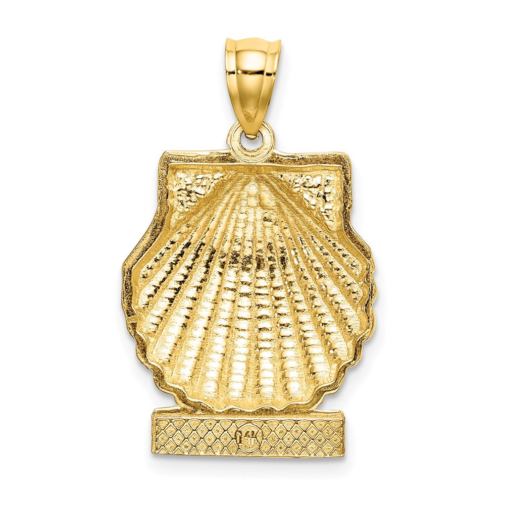 Million Charms 14K Yellow Gold Themed 2-D Aruba Under Scallop Charm