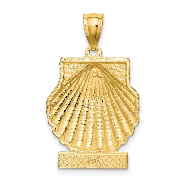 Million Charms 14K Yellow Gold Themed 2-D Stone Harbor Under Scallop Shell Charm