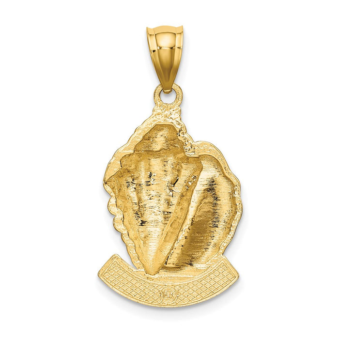 Million Charms 14K Yellow Gold Themed 2-D Avalon Under Conch Shell Charm