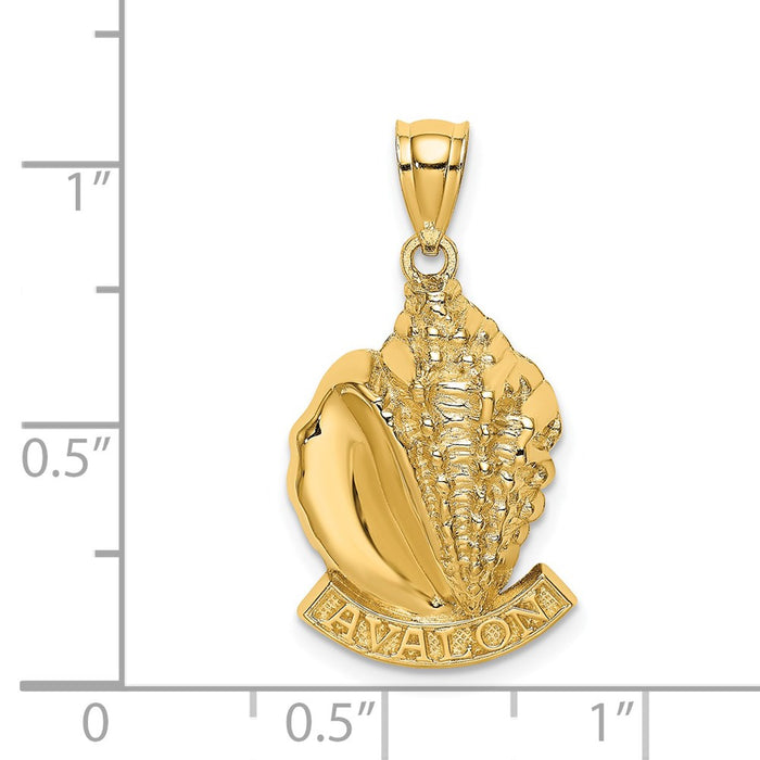 Million Charms 14K Yellow Gold Themed 2-D Avalon Under Conch Shell Charm