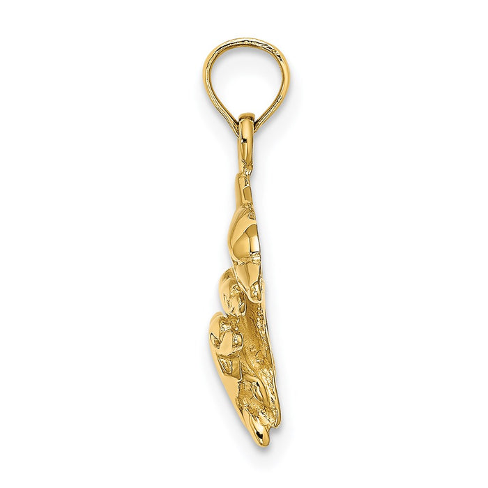 Million Charms 14K Yellow Gold Themed Dolphin With 2 Baby Dolphins Charm