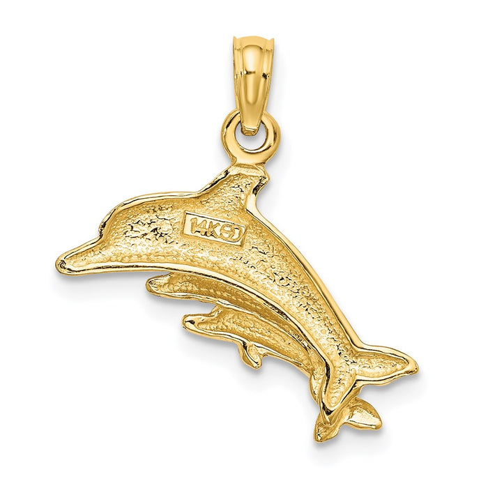 Million Charms 14K Yellow Gold Themed Dolphin With 2 Baby Dolphins Charm