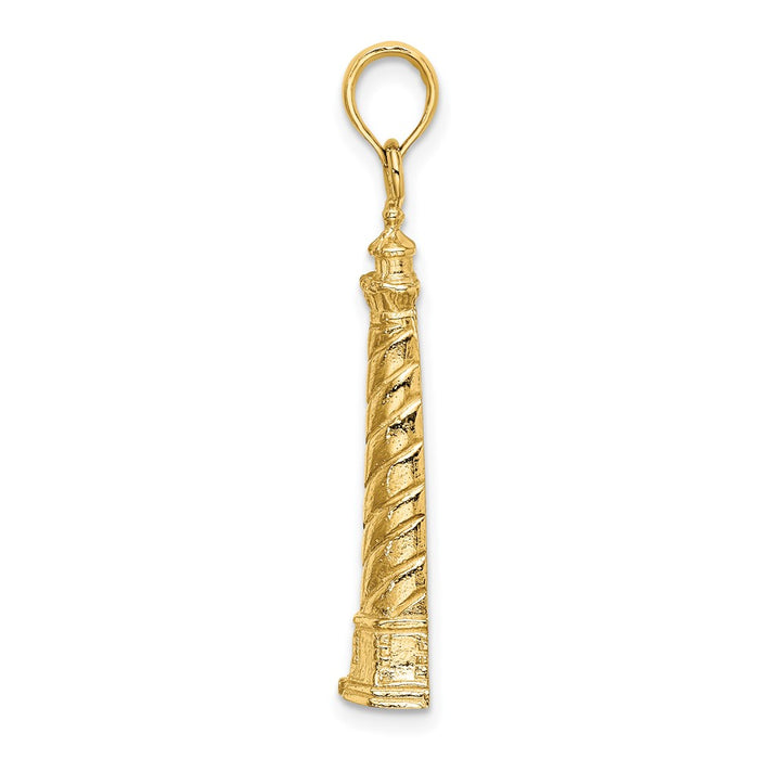 Million Charms 14K Yellow Gold Themed 2-D Cape Hatteras Lighthouse Charm