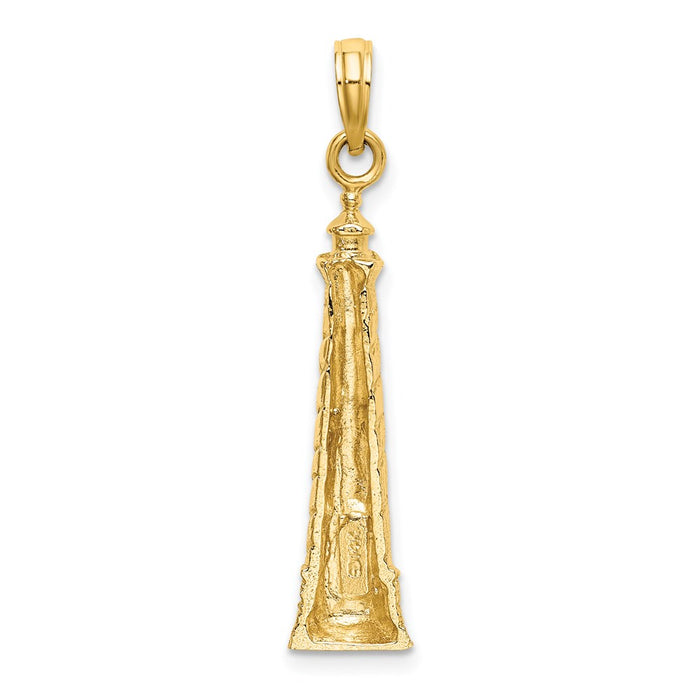 Million Charms 14K Yellow Gold Themed 2-D Cape Hatteras Lighthouse Charm