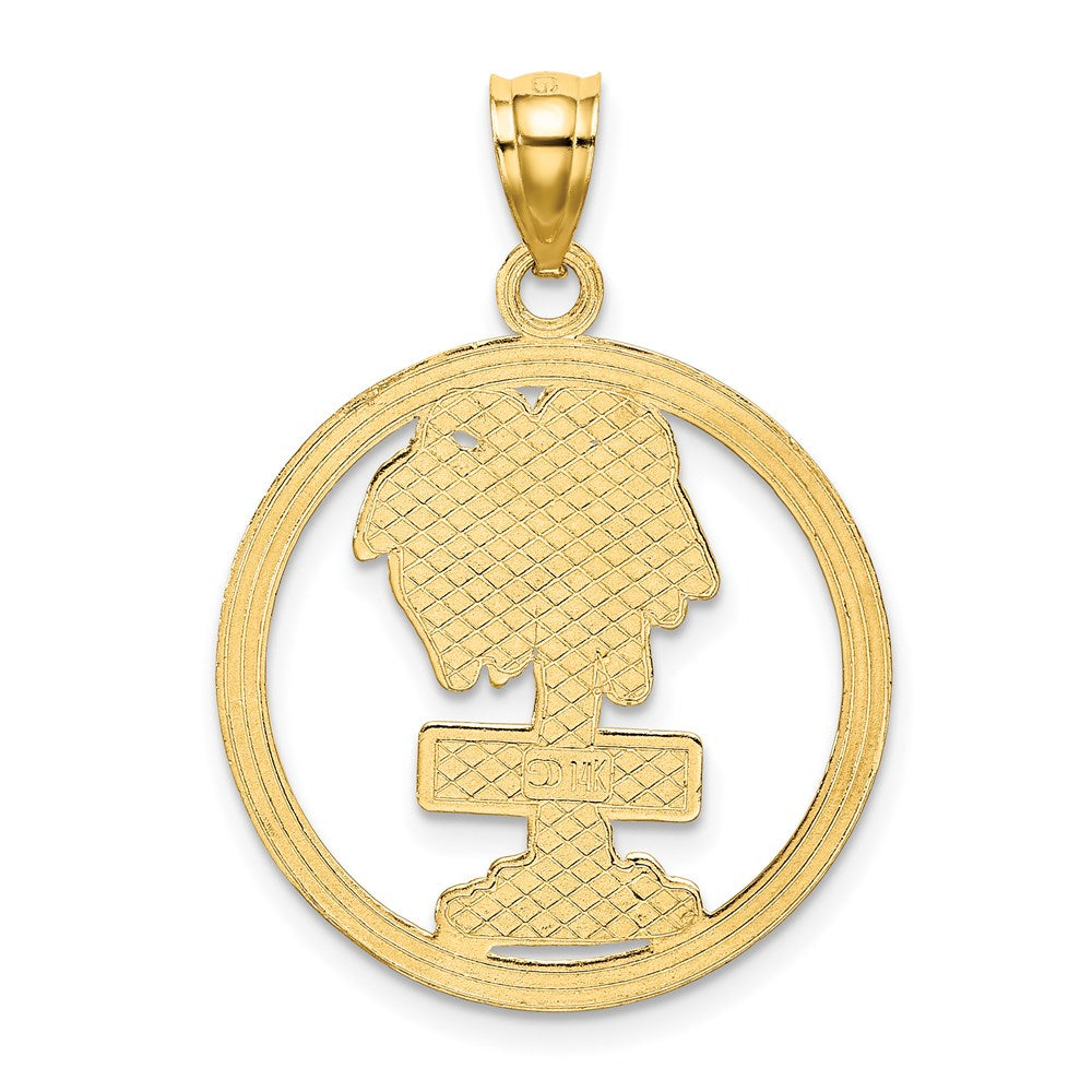 Million Charms 14K Yellow Gold Themed San Diego On Palm Tree In Round Frame Charm
