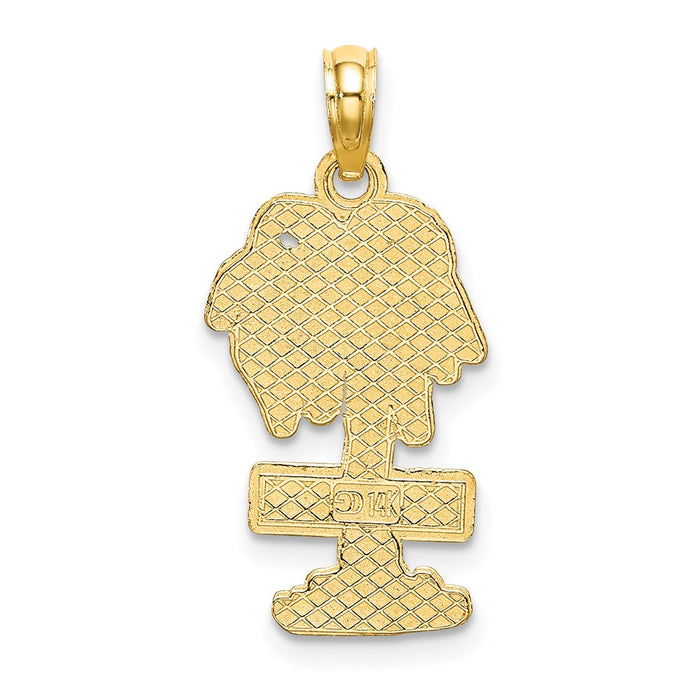 Million Charms 14K Yellow Gold Themed 2-D San Diego On Palm Tree Charm